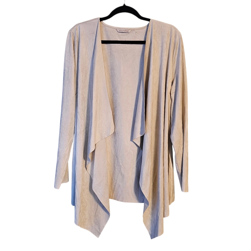 Soft Surroundings Ultra Soft Micro Suede Cascade Hem Open Front Wrap Cardigan XL